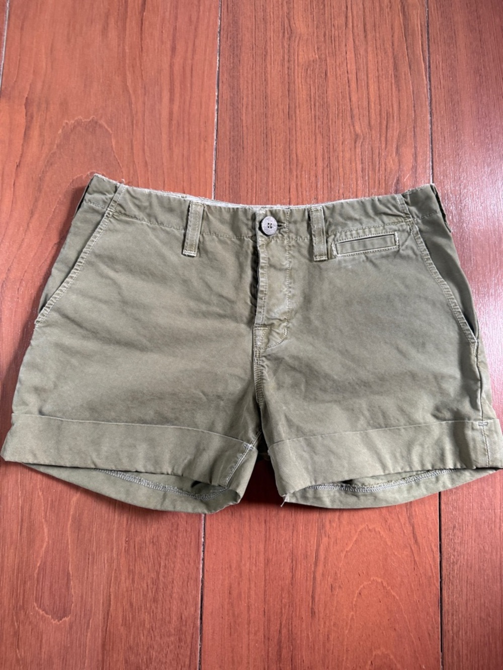 J Brand Olive Green Cuffed Cotton Shorts
